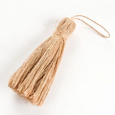 Střapec textilní ozdobný lněný režný