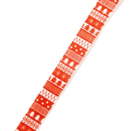 Stuha atlasová vánoční motiv červenobílá