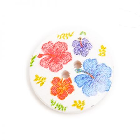 Gombík drevený tlač farebných kvetov