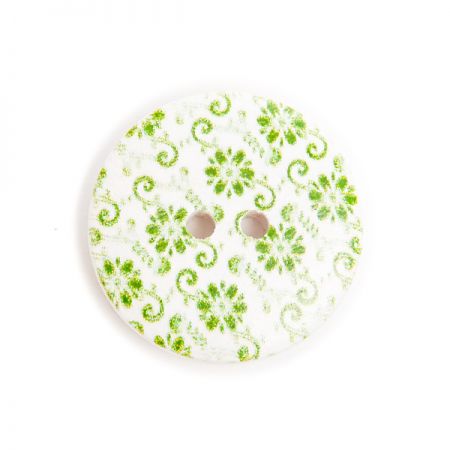 Gombík drevený tlač zelených kvetov