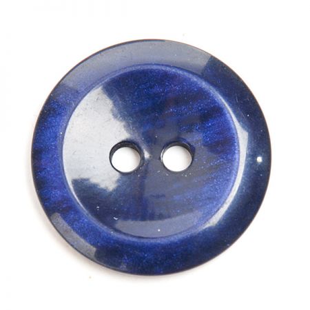 Gombík plastový dvojdierkové modrý melír