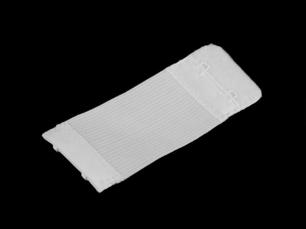 Prodloužení k podprsence šíře 38mm 2 řady/2 očka bílá na gumě