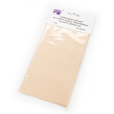 Záplata zažehlovací textilní rozměr 43×20 cm sv. béžová