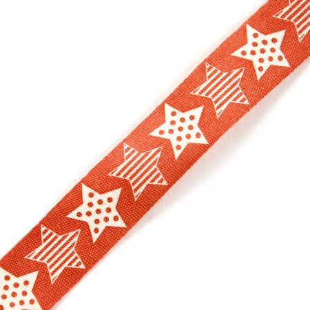 Stuha bavlněná vánoční vzor hvězdičky