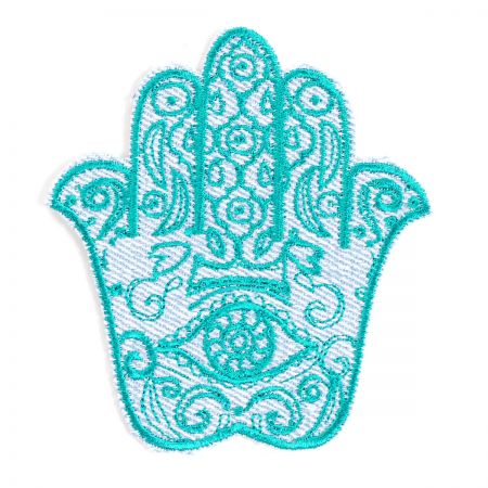 Nažehlovačka ruka s okem tyrkysovobílá