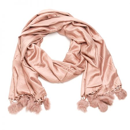 Šál zmes kašmír / hodváb s brmbolcami hnedosivá