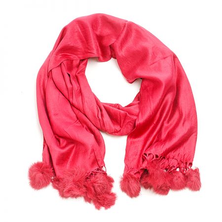 Šál zmes kašmír / hodváb s brmbolcami vínová