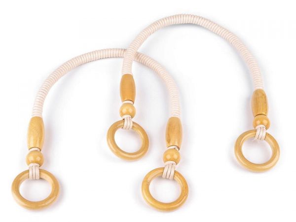 Ucha na tašky točená šňůra korálky přírodní