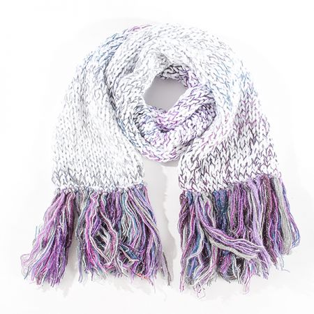 Šála pléd maxi šál bílá-fialová