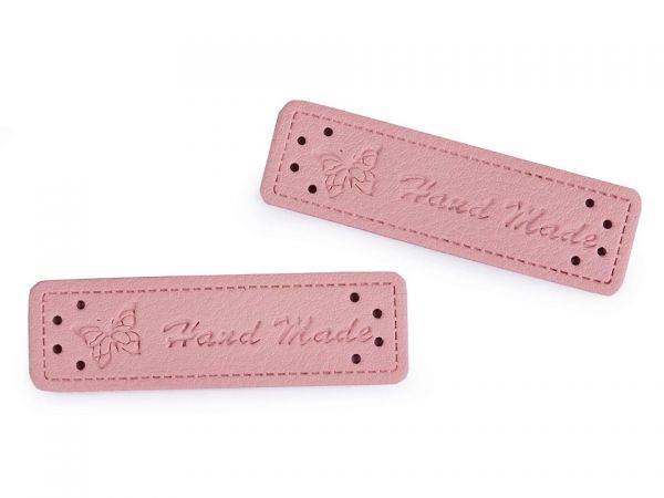 Nášivka eko kůže Handmade cedulka pastel růžová