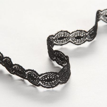 Krajková vsadka vyšívaná tylu oválný vzor černý