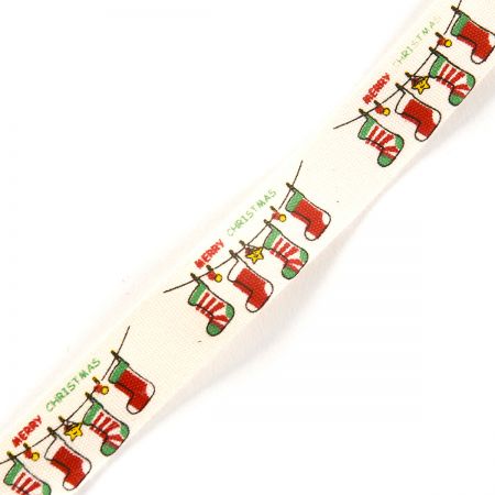 Stuha bavlněná vánoční vzor punčochy