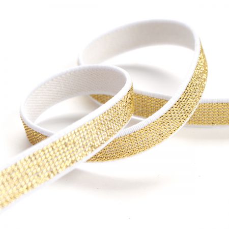 Guma 10mm s lurexem zlatá