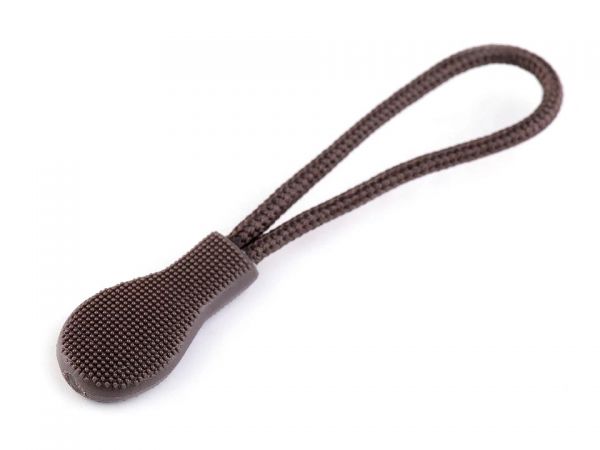 Poutko plastové na jezdce na zip hnědé