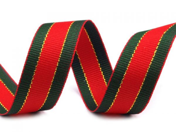 Stuha vánoční zelená červená zlatá