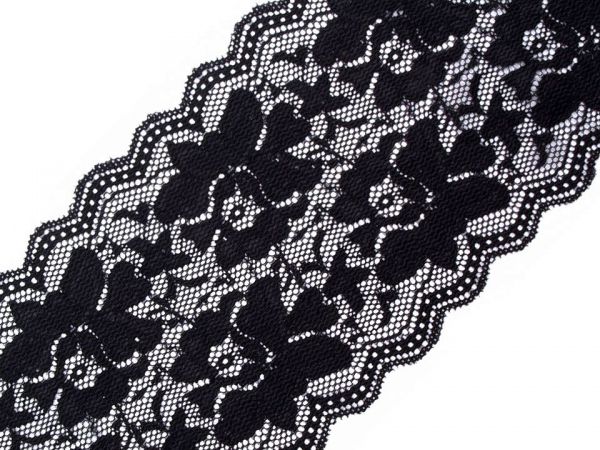 Pružná krajka lemovací s jemným vzorem černá