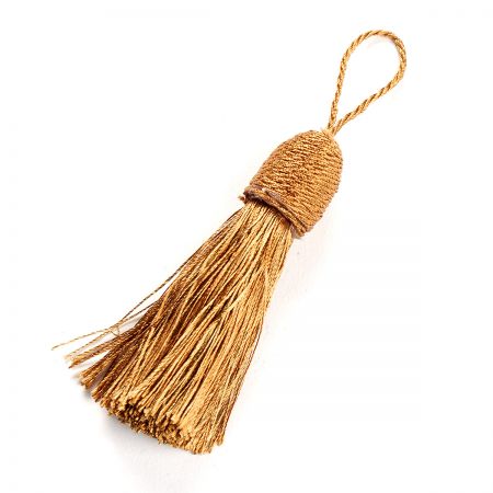 Střapec textilní ozdobný starozlatý