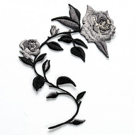 Květinová aplikace nažehlovací šedá růže