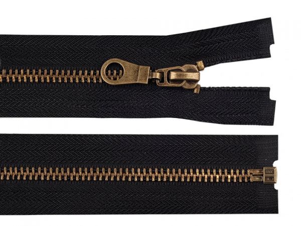 Zip 60 cm kovový 6 mm černý staromosaz