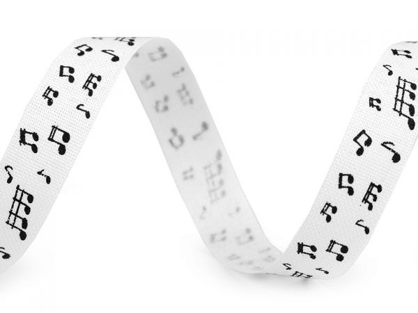 Stuha plátnová noty bílá
