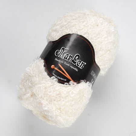 Mohérová pletací příze MarLen se součky lomená bílá