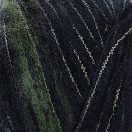 Vlněná pletací příze MarLen zelenočerný melír