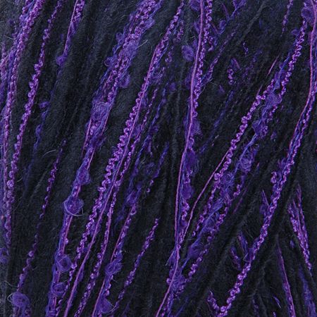 Směsová vlněná pletací příze černofialový melír