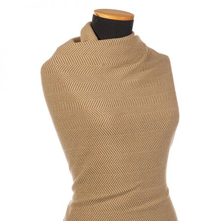 Vlna látka na kabát vzor rybí kost béžovohnědá