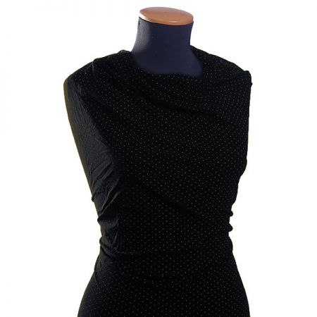 Žoržetový úplet vzor puntík černá/zlatá