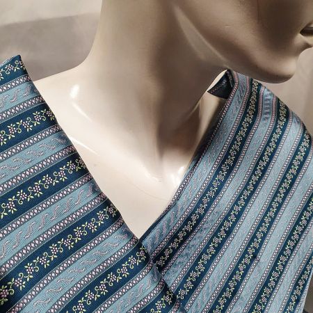 Brokát nepružný  květy a proužky tyrkysovofialový