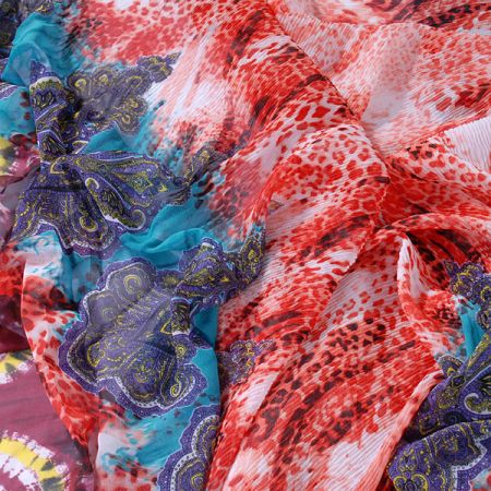 Šifon plisé vínový