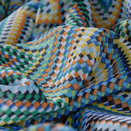 Šifon motiv vlnek zelený