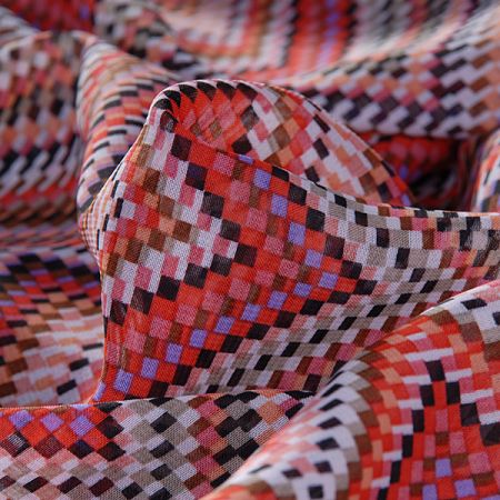 Šifon motiv vlnek červený