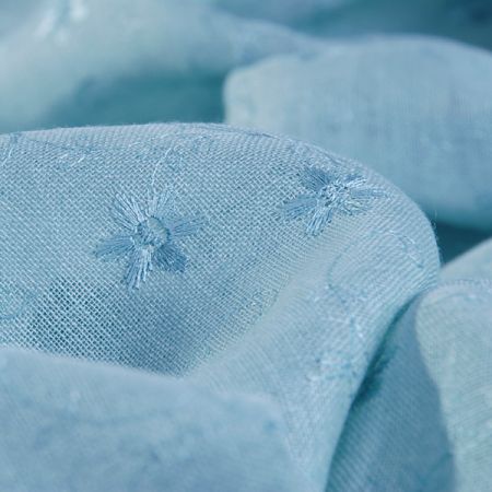 Len organtýn vyšívaný tyrkysový