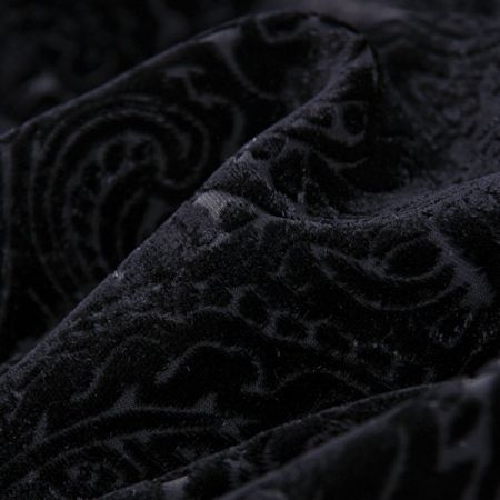 Efektní vypalovaný samet kašmírový motiv černý