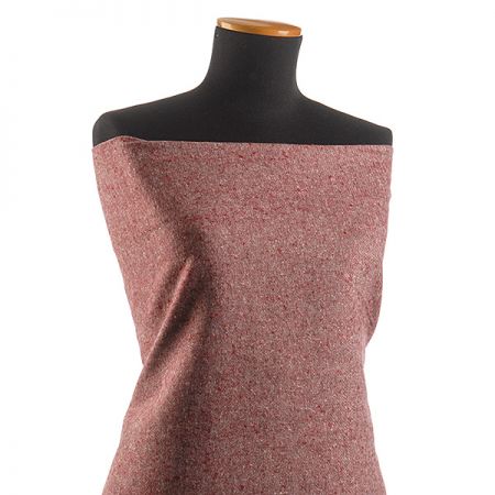 Vlněná látka tweed vínovosmetanová