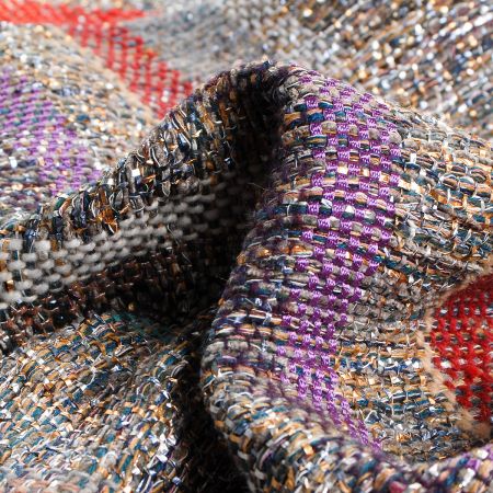 Ručně tkaná metráž pruhy zlatostříbrné s šedou