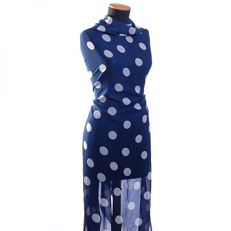 Šifon vzor puntík bílá/tm.modrá