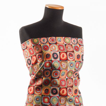 Dekorační látka čtverce a kruhy malé