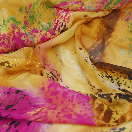 Hedvábný mušelín barevná fantazie