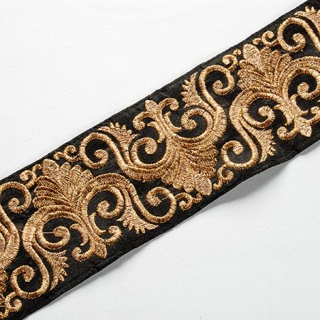 Porta vyšívaný šantung vzor ornament čierna