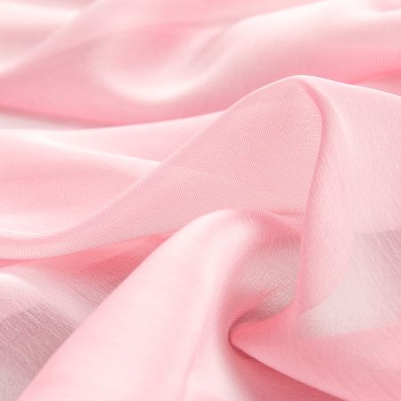 Šifon plise šanžán tmavě růžovobílý