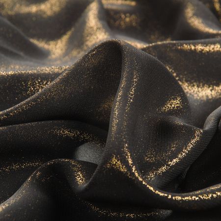 Šifon lamé černozlatý