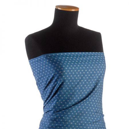 Riflovina imitace košilová látka drobné květy sv. modrá