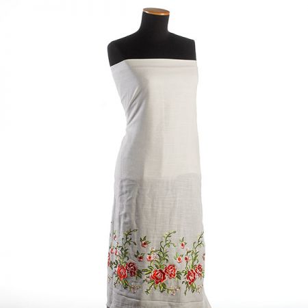 Ramie s výšivkou vzor růže lomená bílá