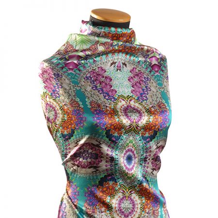 Hedvábný atlas kaleidoskop zelený