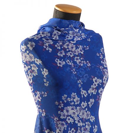 žoržet variace kimono styl květy modrá