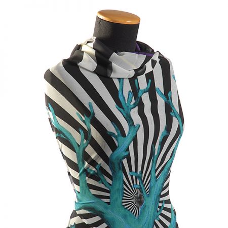 Žoržet motiv korálu v tyrkysové barvě