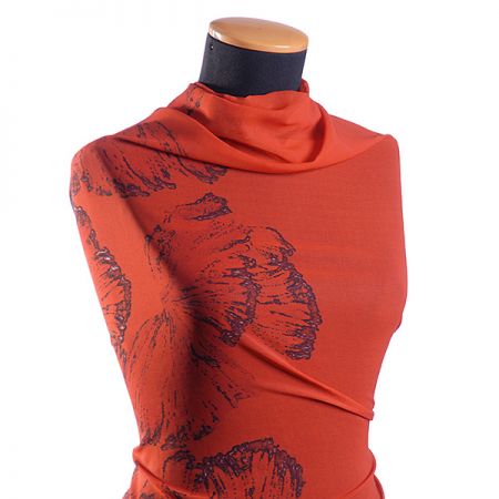 Žoržet motiv velkých květů červená