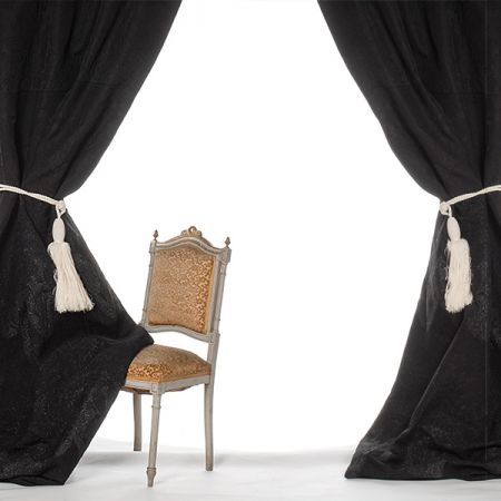 Dekorační tkanina secese Mucha černá/stříbrná